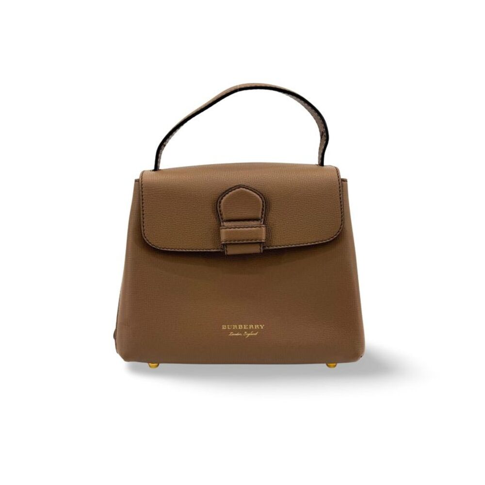 Burberry Mini Grainy Leather Top Handle Flap Bag Brown